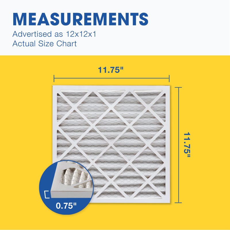 Aerostar 12x12x1 MERV 11 - 6 Count - Pleated HVAC, Furnace & Air Conditioner Filters - Removes Dust, Cold & Flu Germs, Lint, Mold, Pet Dander, Allergy-Causing Pollen, Smog & Smoke - Image 2